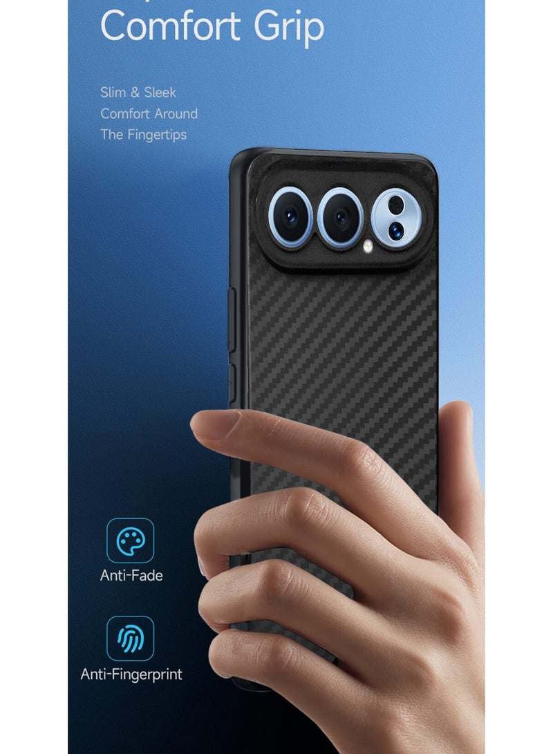 دبليو تيك غطاء حماية Honor 500 Pro 5G 2025 بنسيج السيليكون السائل وألياف الكربون (MCFPSN) - أسود - Image 2